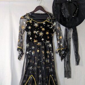 Girls Costume Hooded Spider Witch with Hat Size 10-12